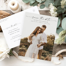 Postal De Anuncios Elegante guión foto boda guardar la fecha