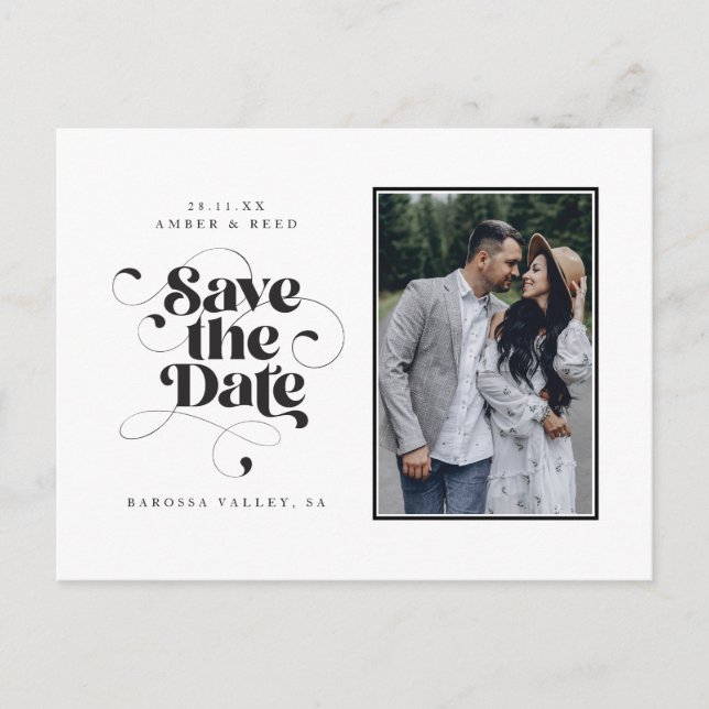 Postal De Anuncios Elegante guión moderno de diseño de arte blanco ne (Anverso)