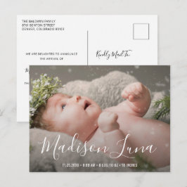 Postal De Anuncios Elegante Guión Nombre Bebé Foto Nacimiento