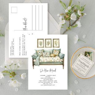 Postal De Anuncios Elegante Hemos Movido Acuarela Floral Moviendo