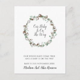 Postal De Anuncios Elegante marco de vegetación de algodón Embarazo 