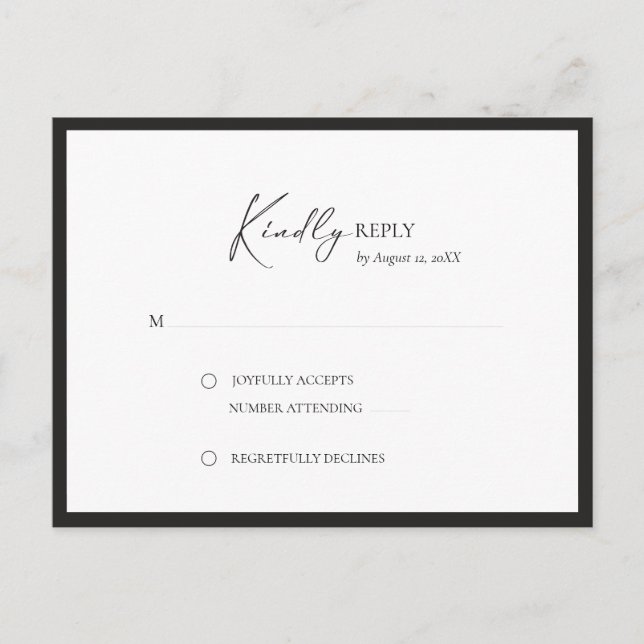 Postal De Anuncios Elegante Marco RSVP Moderno (Anverso)