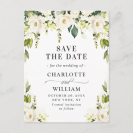 Postal De Anuncios Elegante matrimonio de flores de rosas blancas sal