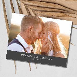 Postal De Anuncios Elegante matrimonio de fotos salva la fecha