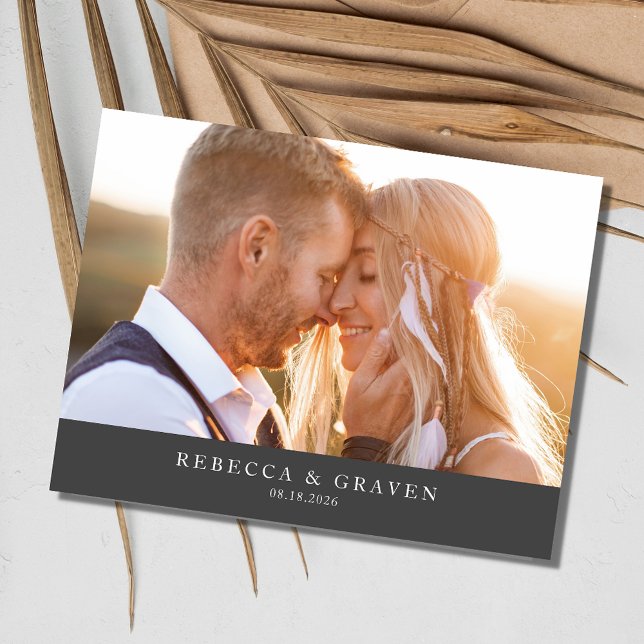 Postal De Anuncios Elegante matrimonio de fotos salva la fecha (Elegant Photo Wedding Save the Date Postcard)