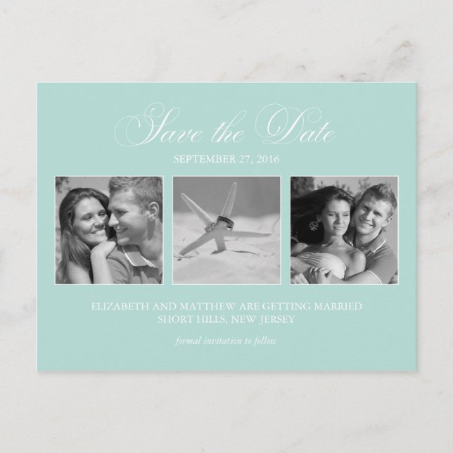 Postal De Anuncios Elegante matrimonio de fotos verdes de la Casa de  (Anverso)