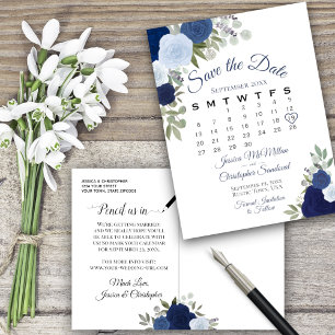 Postal De Anuncios Elegante matrimonio de Rosas azules salva el calen