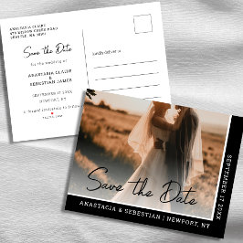 Postal De Anuncios Elegante Moda Script Boda de fotografías en blanco