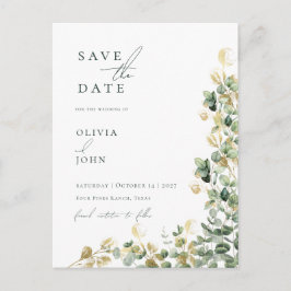 Postal De Anuncios Elegante moderno eucalipto boda salvar la fecha