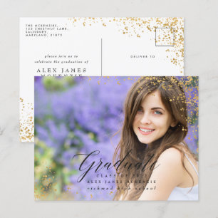 Postal De Anuncios Elegante moderno oro abstracto manchado graduación