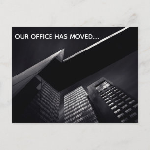 Postal De Anuncios Elegante negro personalizable Edificio de oficinas