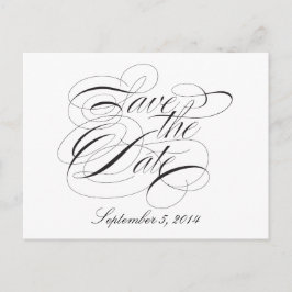 Postal De Anuncios Elegante negro y blanco salvan la fecha