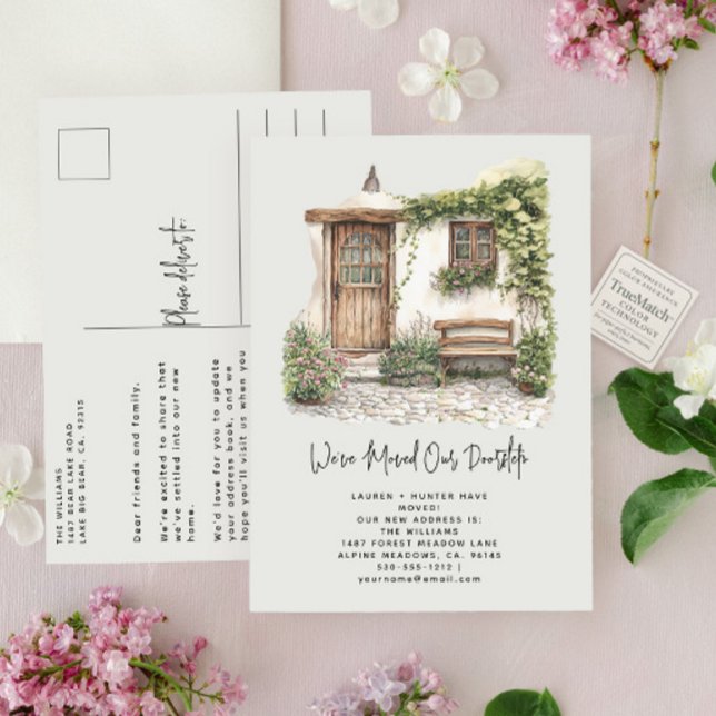 Postal De Anuncios Elegante Nos Mudamos Acuarela Verdor Casa Nueva (Subido por el creador)