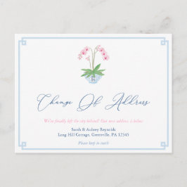 Postal De Anuncios Elegante Orquídea Rosa Ginger Jar Cambio De Direcc