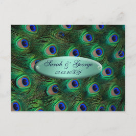 Postal De Anuncios elegante pavo real turquesa guardar la fecha