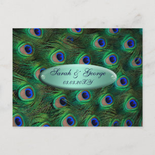 Postal De Anuncios elegante pavo real turquesa guardar la fecha