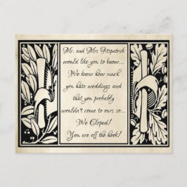 Postal De Anuncios Elegante Pergamino Antiguo Divertido Nos Fugamos