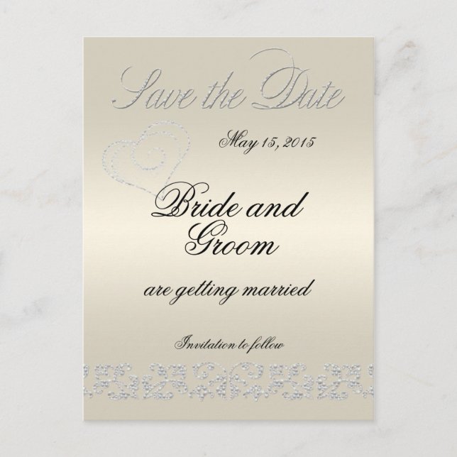 Postal De Anuncios Elegante Perla Flores Save The Date (Anverso)