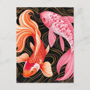 Postal De Anuncios Elegante pez koi acuarela japonesa