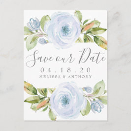 Postal De Anuncios Elegante primavera floral azul turbio Salven la fe