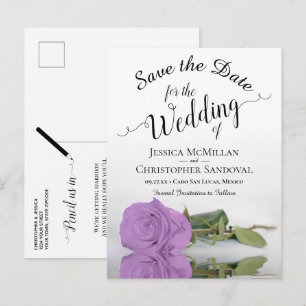 Postal De Anuncios Elegante Rosa Lilac Purple Wedding Salva la fecha