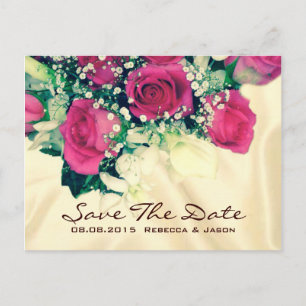 Postal De Anuncios elegante rosa rosa retro aliento de bebé boda