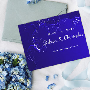 Postal De Anuncios Elegante Royal Blue Save the Date