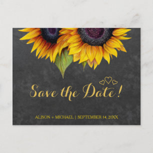Postal De Anuncios Elegante rustico otoñal girasoles guardar la fecha