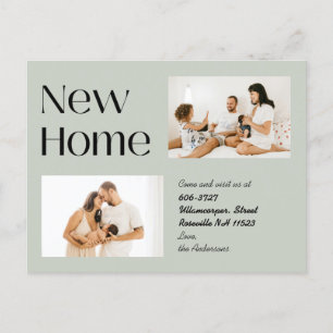 Postal De Anuncios Elegante Sage Minimalista Dos Foto Nuevo Hogar En