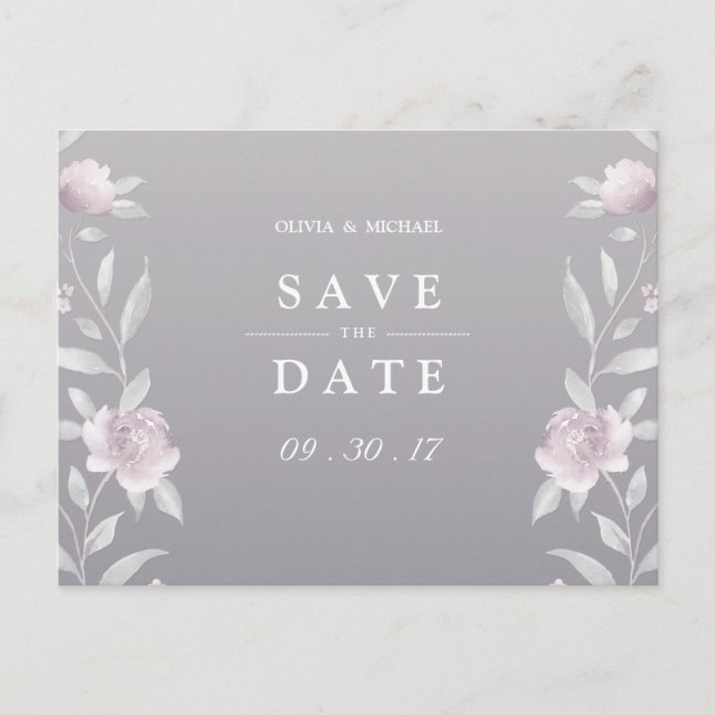 Postal De Anuncios Elegante salvar la fecha de la boda floral Chinois (Anverso)