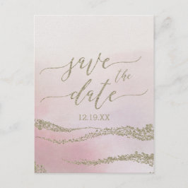 Postal De Anuncios Elegante Save the Date de Boda con Acuarela en Ton