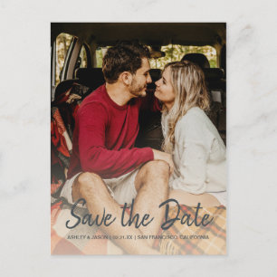 Postal De Anuncios Elegante Save the Date de compromiso con foto