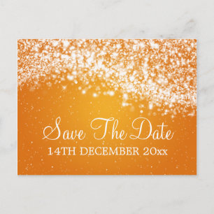 Postal De Anuncios Elegante Save The Date Onda Naranja Brillante