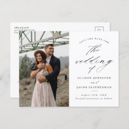 Postal De Anuncios Elegante Script Photo Wedding Guardar la fecha