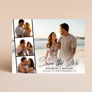 Postal De Anuncios Elegante Script Photo Wedding Guardar la fecha