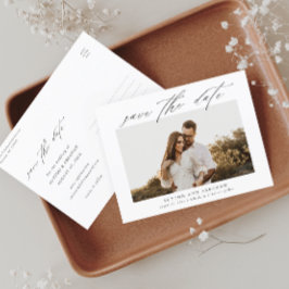 Postal De Anuncios Elegante Script Photo Wedding Guardar la fecha