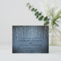 Elegante String Luces Navy Blue Save the Date STD