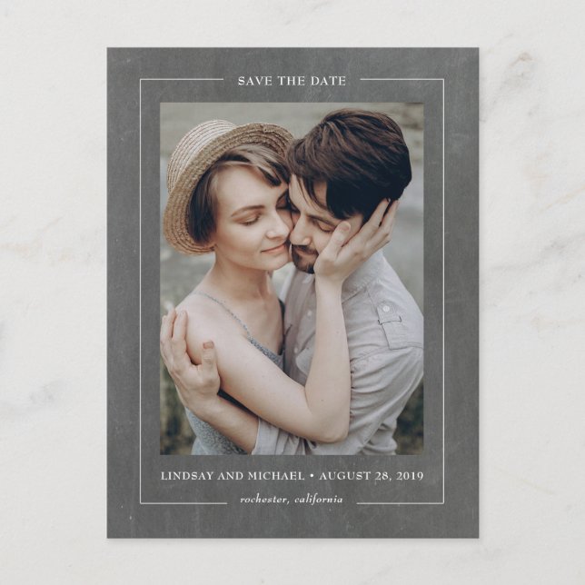 Postal De Anuncios Elegante y minimal tablero de papel Guardar la fot (Anverso)