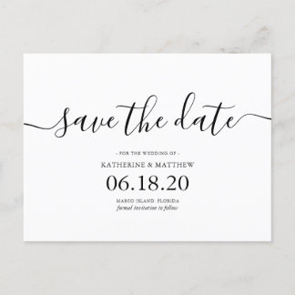 Postal De Anuncios Elegante y moderno casamiento de escritura guardar