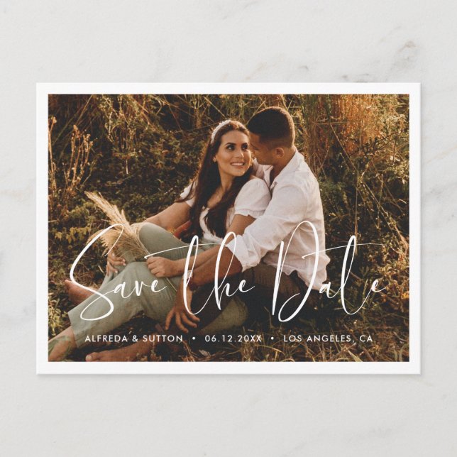 Postal De Anuncios Elegante y moderno foto de Save the Date (Anverso)