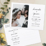 Postal De Anuncios Elegante y moderno matrimonio de fotos salva la fe<br><div class="desc">Esta moda moderna permite guardar la plantilla de postales de fecha con sus nombres en un guión moderno acogedor y familiar. Hemos puesto el fondo en ambos lados como transparente para dejar que el color del papel simplemente sirva como tono base. Pero puede editar esto y elegir un color de...</div>