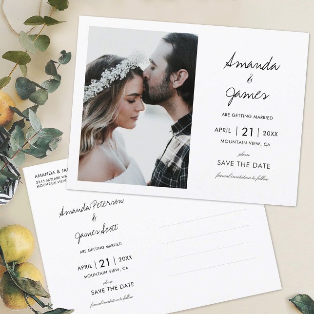 Postal De Anuncios Elegante y moderno matrimonio de fotos salva la fe (Subido por el creador)