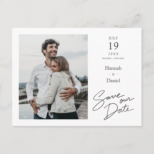 Postal De Anuncios Elegante y simple casamiento de fotos moderno salv (Anverso)