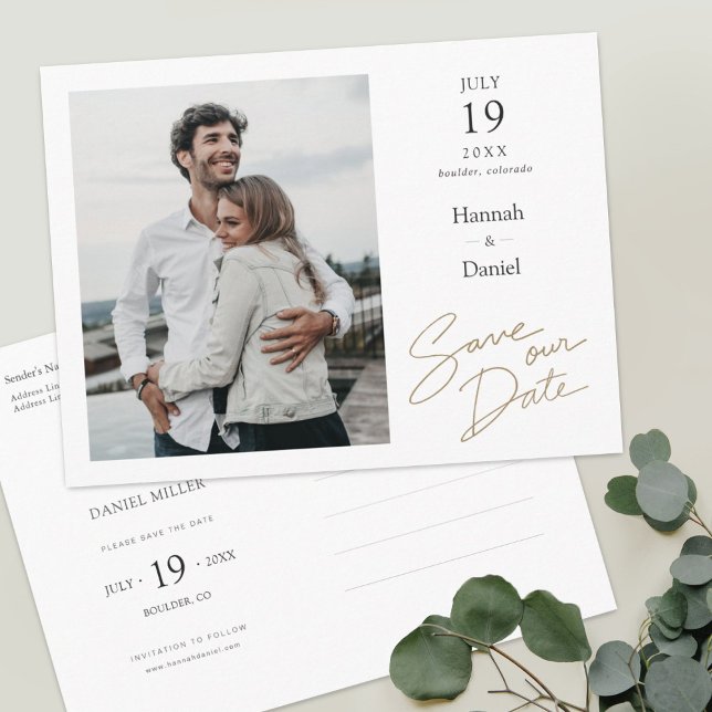 Postal De Anuncios Elegante y simple casamiento de fotos moderno salv (Subido por el creador)