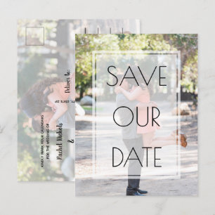 Postal De Anuncios Elegante y Simple Foto de Overlay para Boda Save t