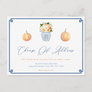 Postal De Anuncios Elegantes calabazas flores de otoño cambio de dire