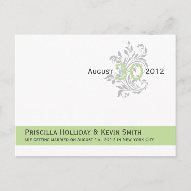 Postal De Anuncios Elegantes Desplazamientos Celery Green Gray Salven (Anverso)