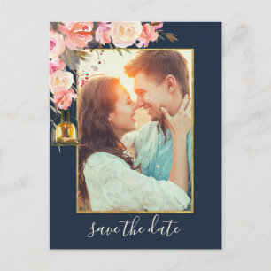 Postal De Anuncios Elegantes Peonies Rústicos Farolitos Coral de la M