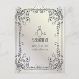 Postal De Anuncios elegantes remolinos boda moderna ahorrar la fecha