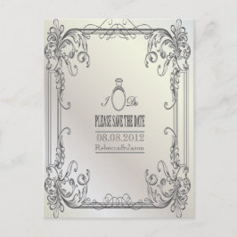 Postal De Anuncios elegantes remolinos boda moderna guardar la fecha